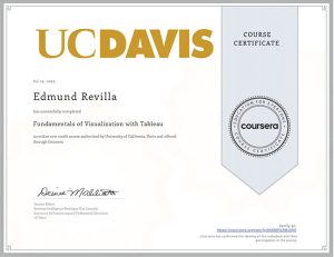 Cert Coursera-Fundamentals of Visualization with Tableau 500h